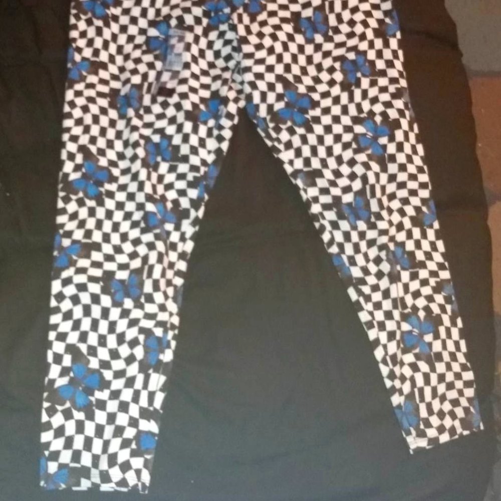 BOHO  Leggings - 3X - Checkers and Butterflies - S